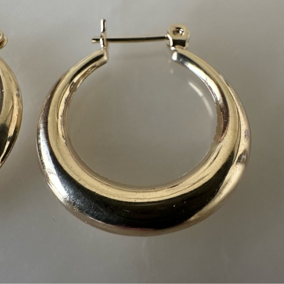 14k Solid Gold Polished Hoop Earrings - Picture 4 of 13